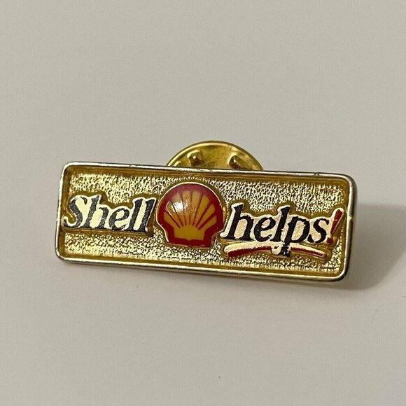 Vintage Shell Oil Company Lapel Pin Shell Helps - Picture 1 of 9